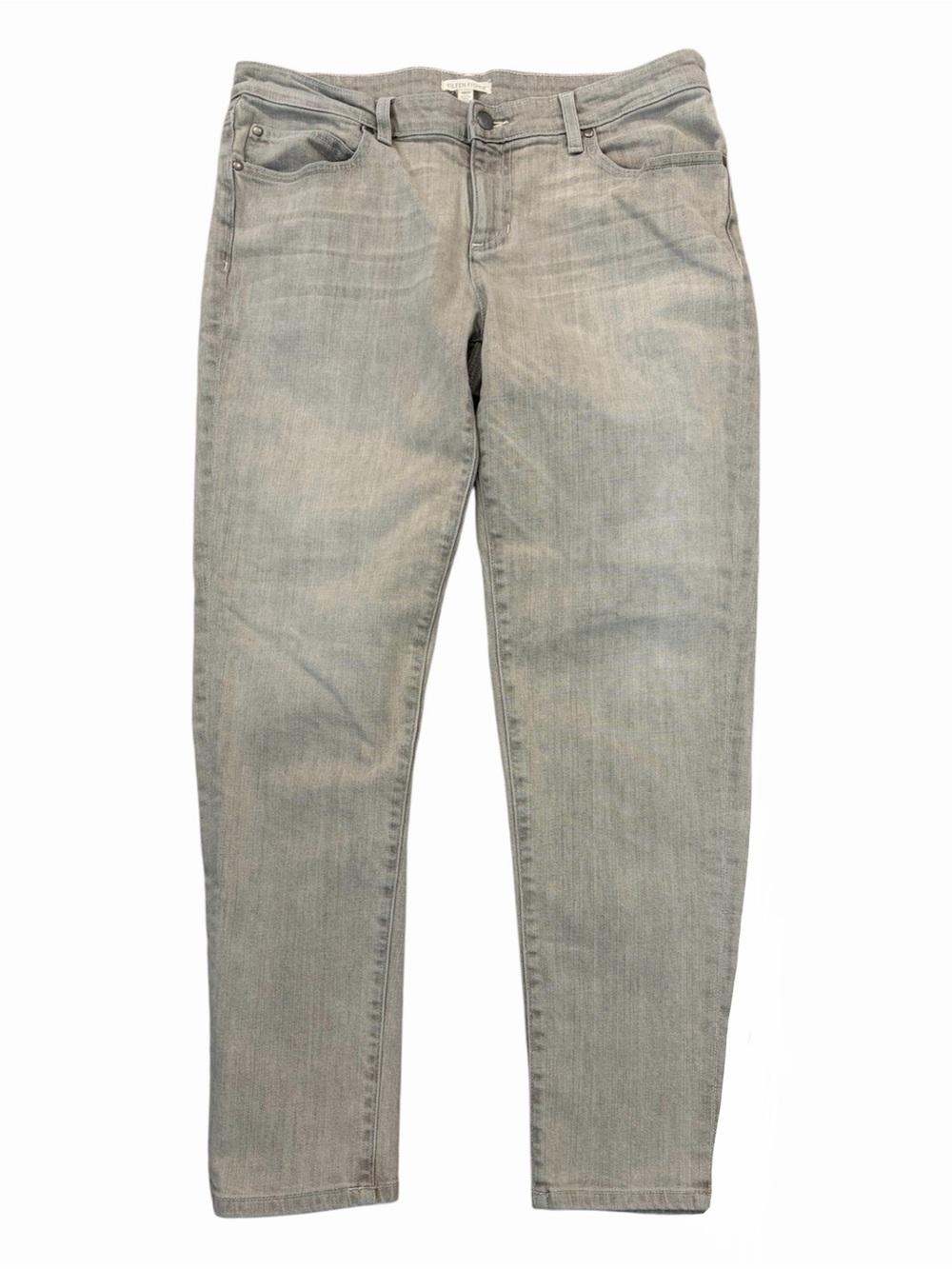 Eileen Fisher Organic Cotton Stretch Denim Light Gray Wash Mid-Rise Jeans
